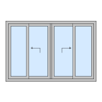 4-delig links en rechts midden schuivend